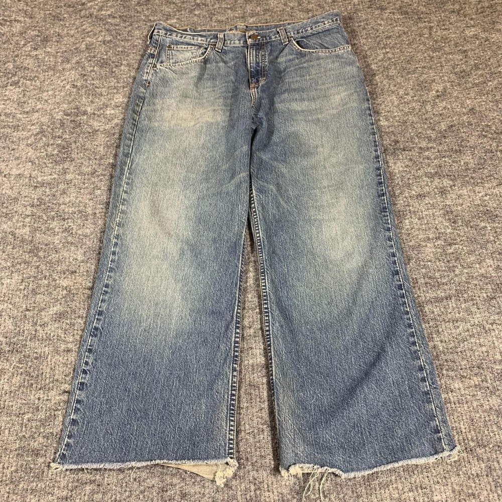 Bullhead Jeans Mens 34x30 Blue Loose Bootcut Relaxed Fit Distressed Skate